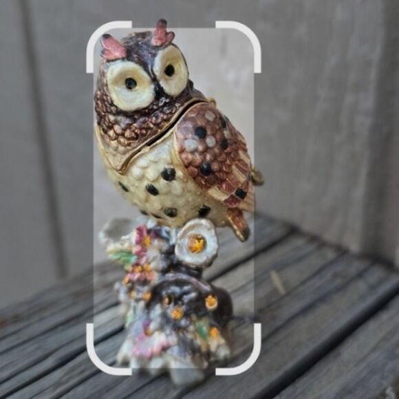 Fitz & Floyd Owl Trinket Box 34/117 VTH 2004 24K Gold Enamel Collectible Small - Picture 5 of 5